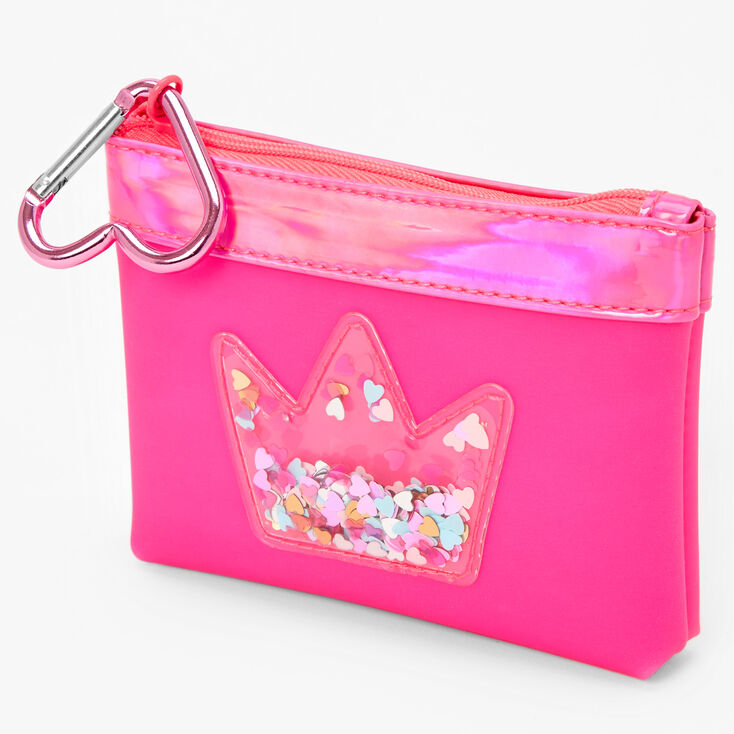 Pink Crown Shaker Mini Keychain Wristlet,