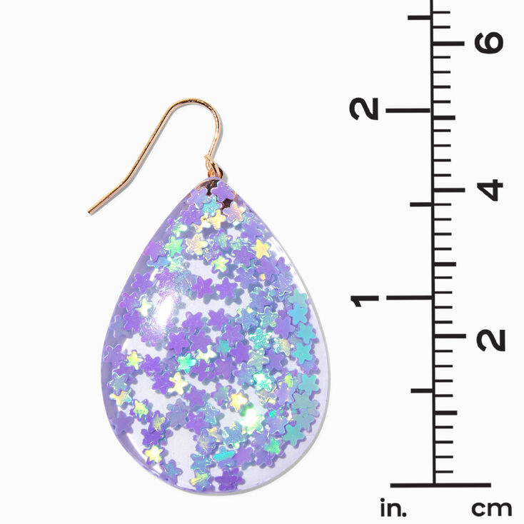 Purple Star 1.5&quot; Teardrop Drop Earrings,