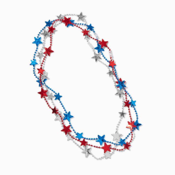 Stars &amp; Stripes Red, White, &amp; Blue Star Beaded Necklaces - 3 Pack,