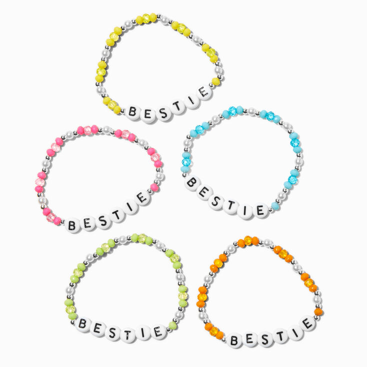Bracelets &eacute;lastiques en billes arc-en-ciel best friends - Lot de 5,