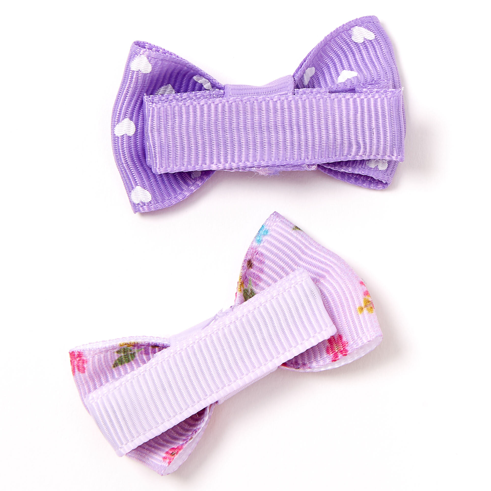 Claire's Club Floral Polka Dot Bow Hair Clips - Purple, 6 Pack,