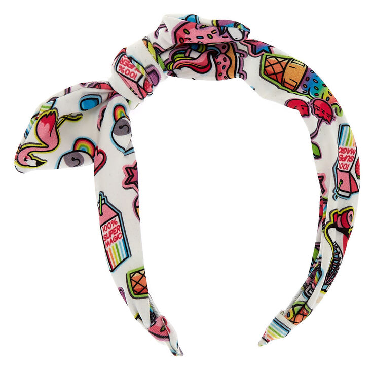 Rainbow Emoji Knotted Bow Headband,