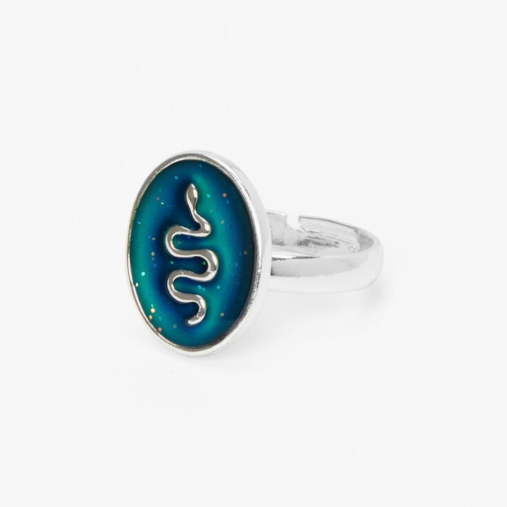 Silver-tone Glitter Snake Mood Ring,