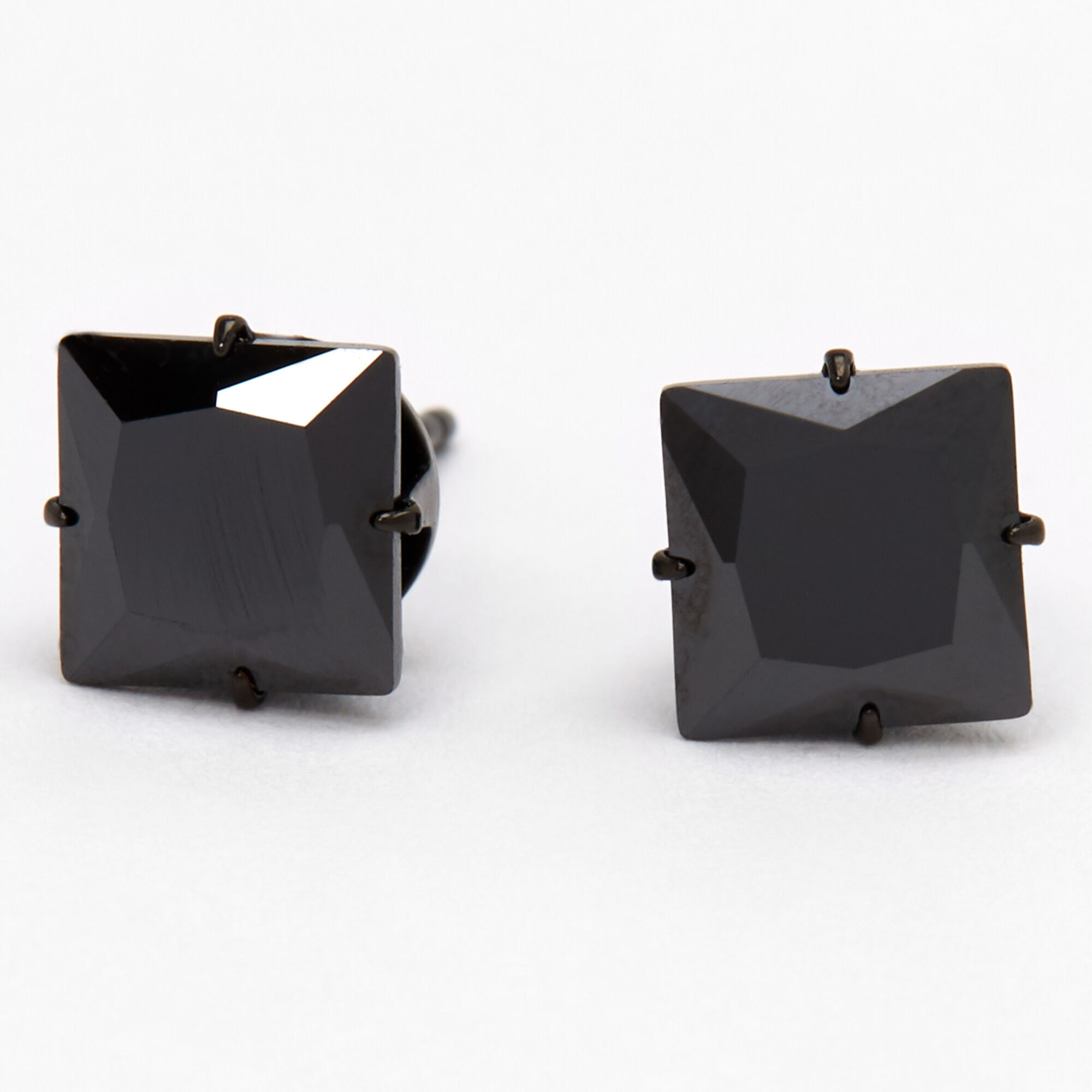 C LUXE by Claire s Black Titanium Cubic Zirconia 7MM Square Stud Earrings Claire s US