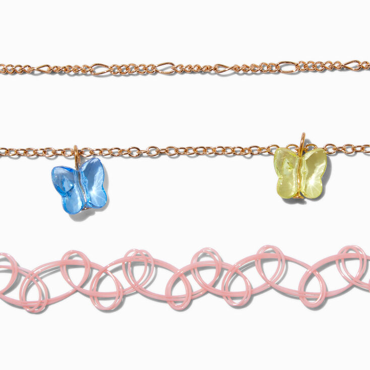 Uptown Puffy Butterfly Choker Necklaces - 3 Pack,