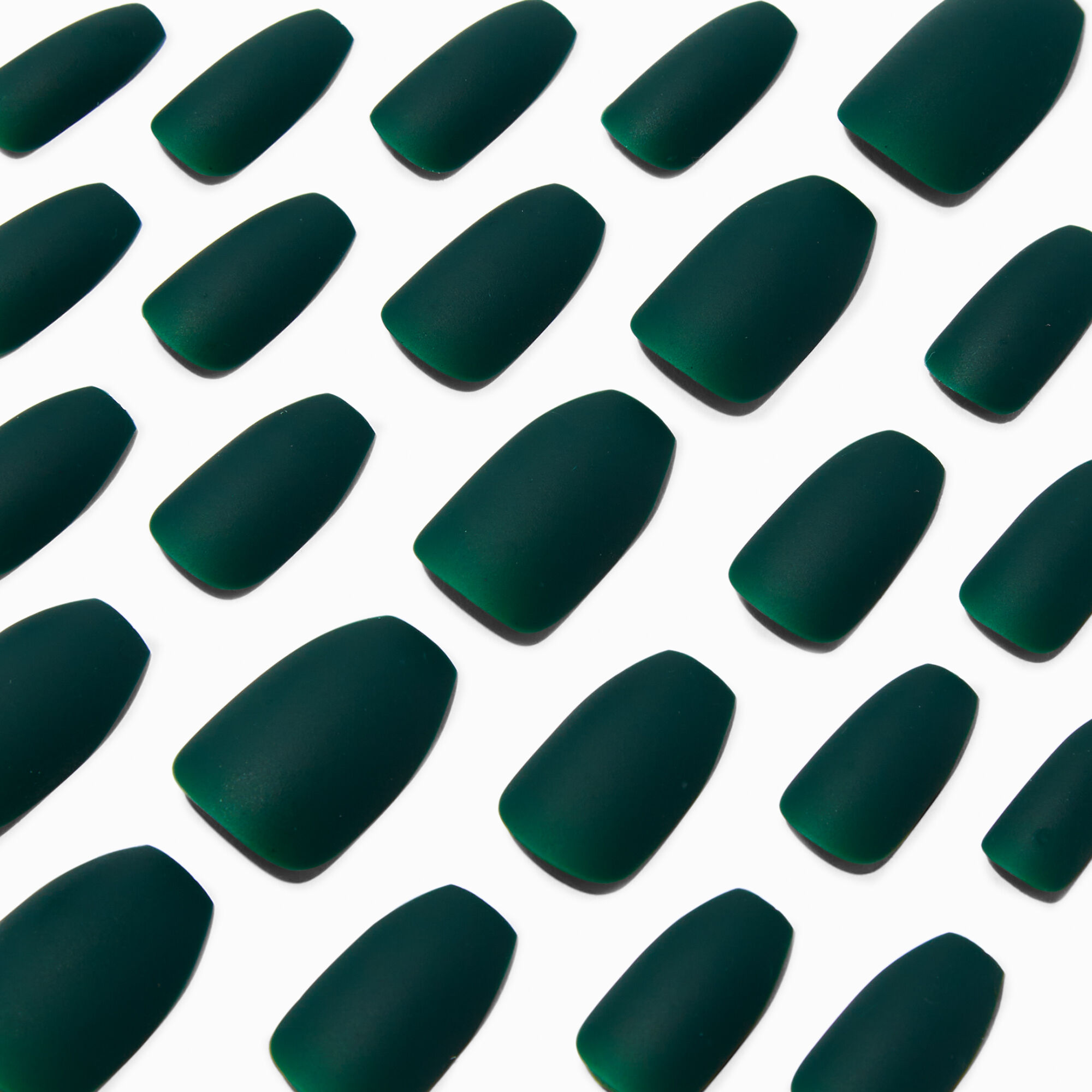 View Claires Matte Emerald Coffin Vegan Faux Nail Set 24 Pack information