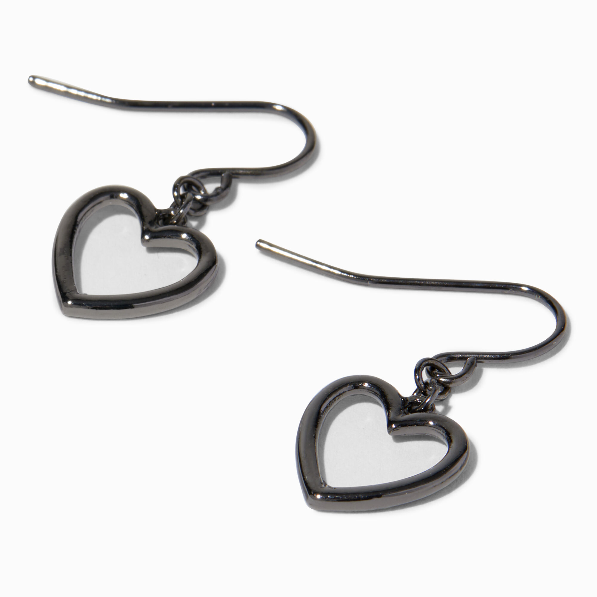 Hematite Heart Cutout 1" Drop Earrings,