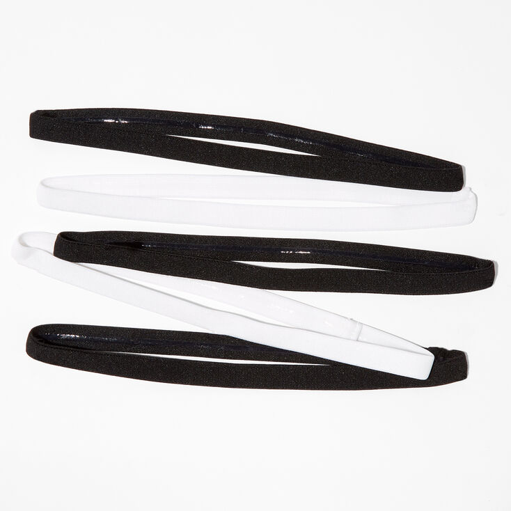 Bandeaux fins vari&eacute;s noirs et blancs pour le sport - Lot de 5,