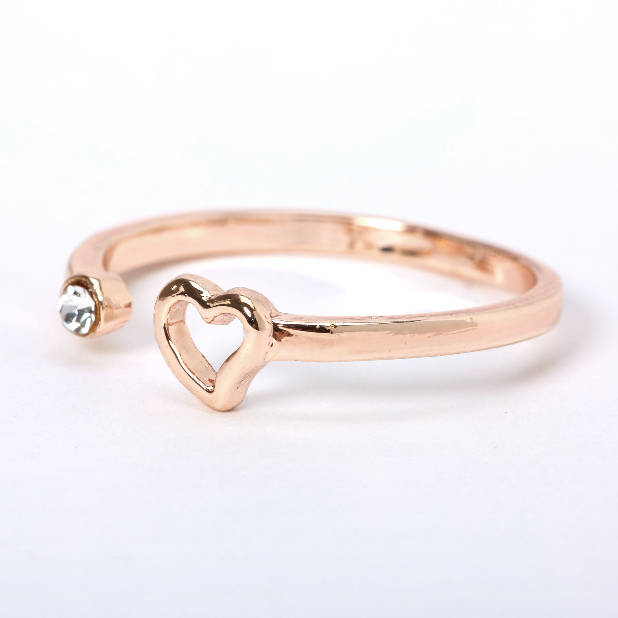 View Claires Rose Open Heart Ring Gold information