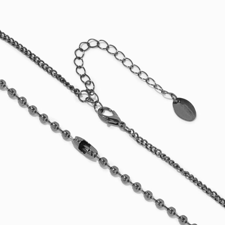 Hematite Multi-Strand Alien Pendant Necklace,