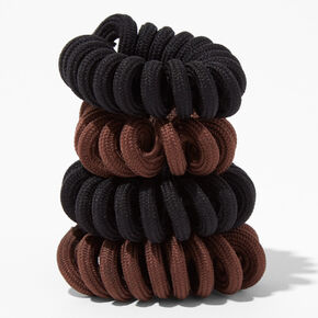 Black And Brown Spiral Hair Ties - 4 Pack,