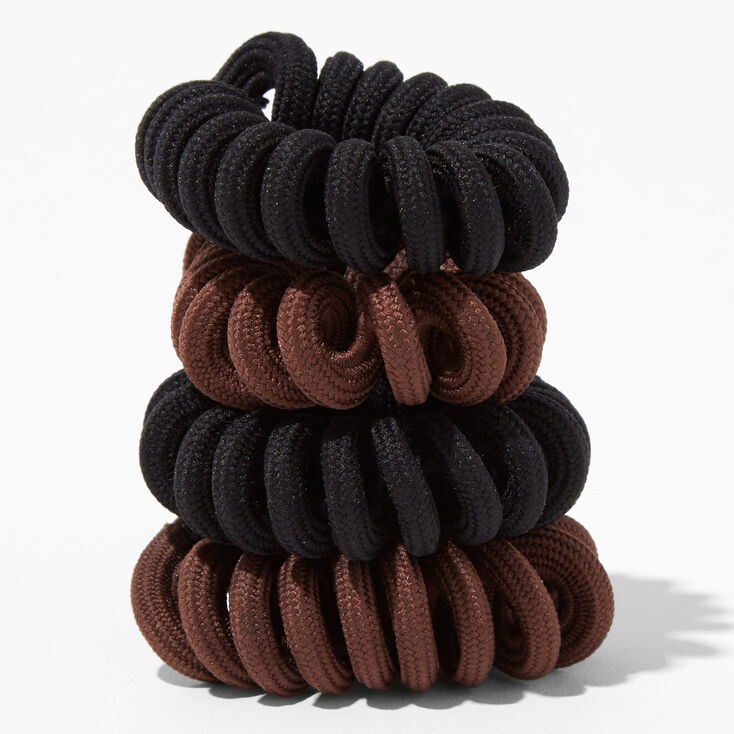 Black And Brown Spiral Hair Ties - 4 Pack,