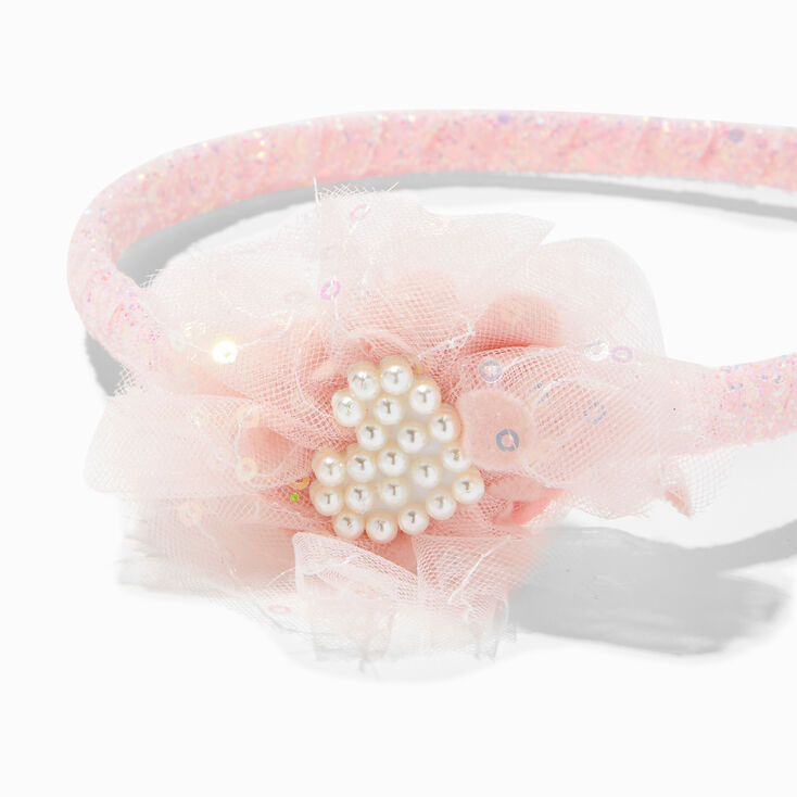 Claire&#39;s Club Pink Chiffon Pearl Headbands - 2 Pack,