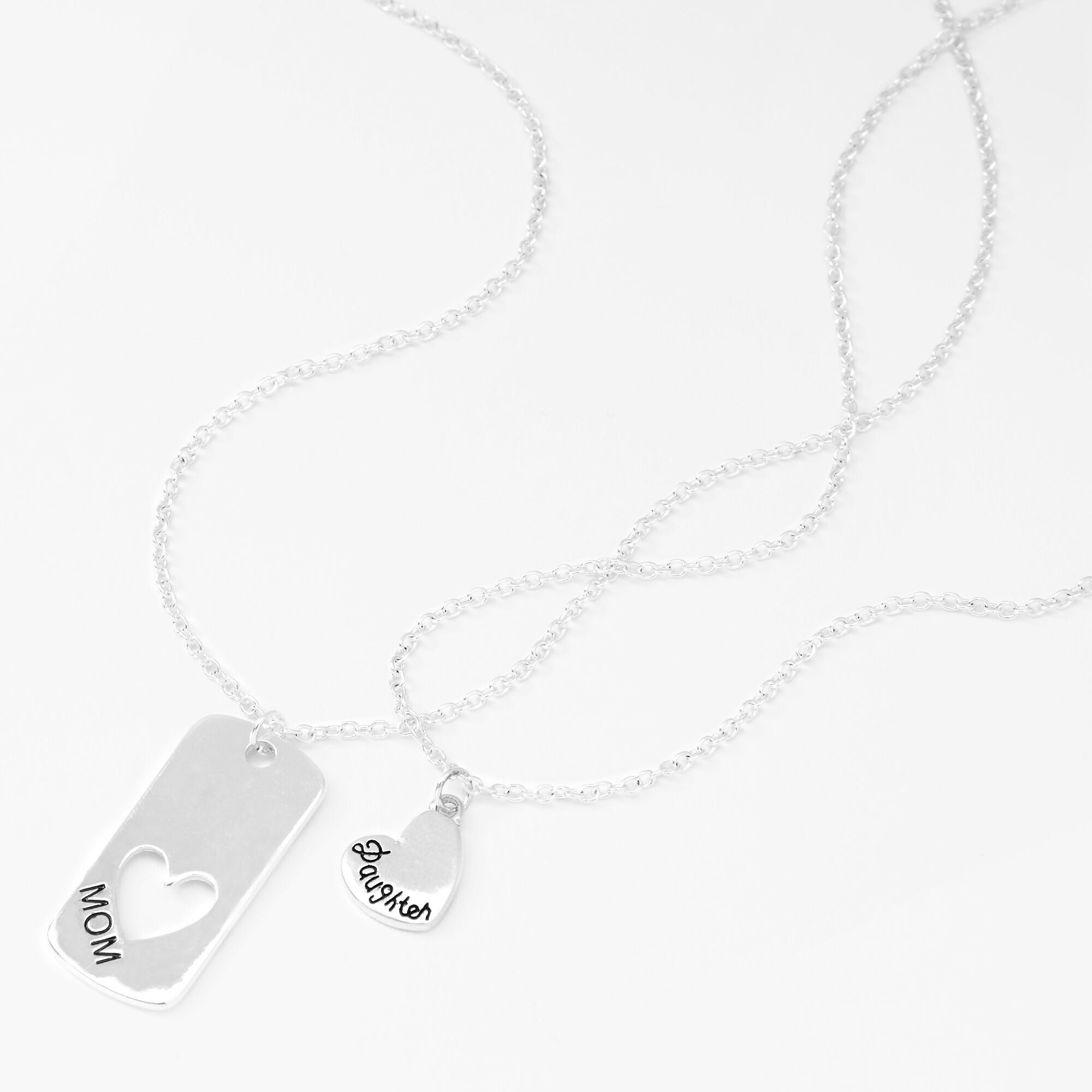 Mother Daughter Heart Cut Out Pendant Necklaces 2 Pack