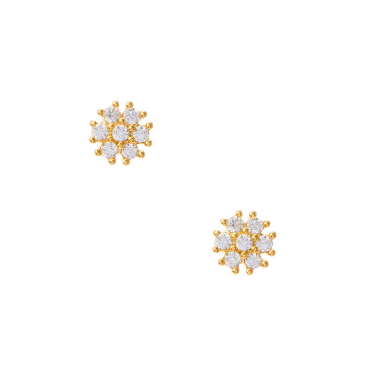 18kt Gold Plated Cubic Zirconia Daisy Stud Earrings Claire S 18kt Gold Plated Cubic Zirconia Daisy Stud Earrings