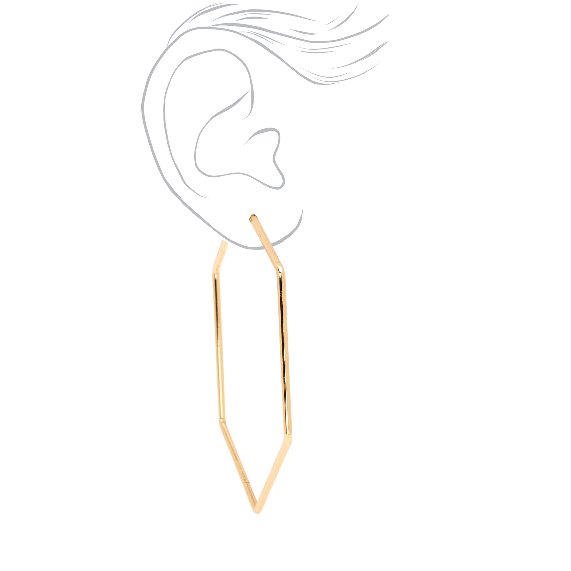 Gold-tone Hexagon 70mm Hoop Earrings,