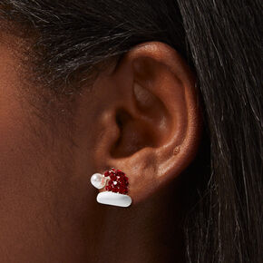 Santa Hat Crystal &amp; Pearl Stud Earrings,