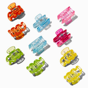 Neon Rectangle &amp; Squiggle Hair Claws - 10 Pack,