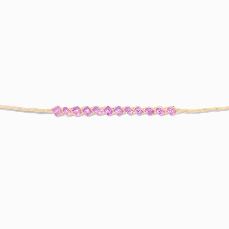 Purple Bead Adjustable Cord Wish Bracelet,