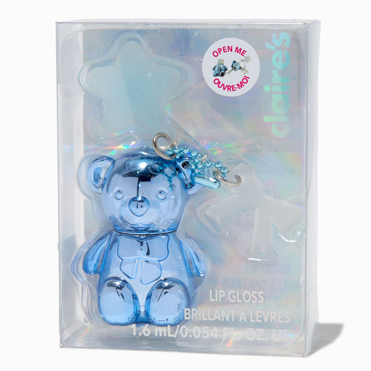 Icy Blue Teddy Bear Sweet Sugar Lip Gloss Keyring,