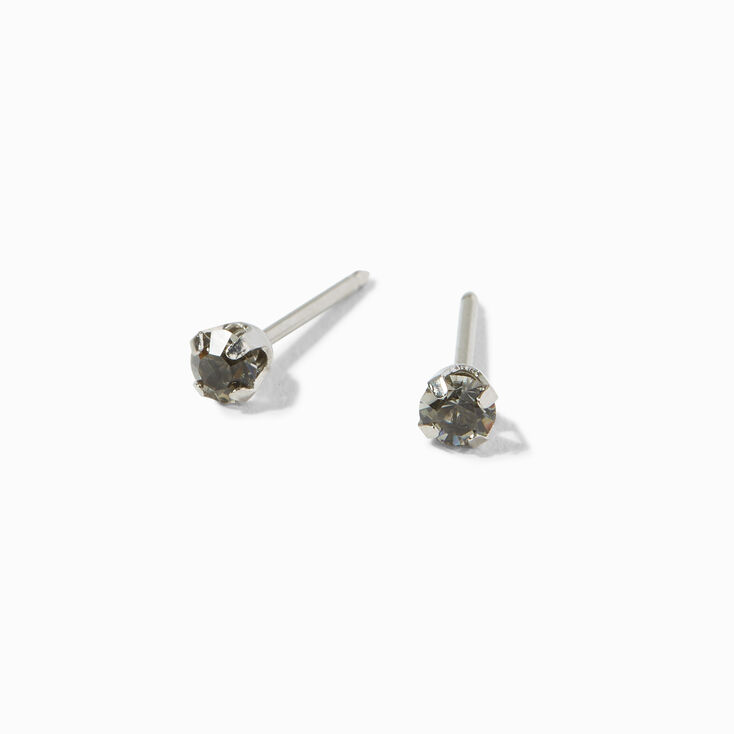 14kt White Gold 3mm Cubic Zirconia Long Post Studs Ear Piercing Kit with  Ear Care Solution