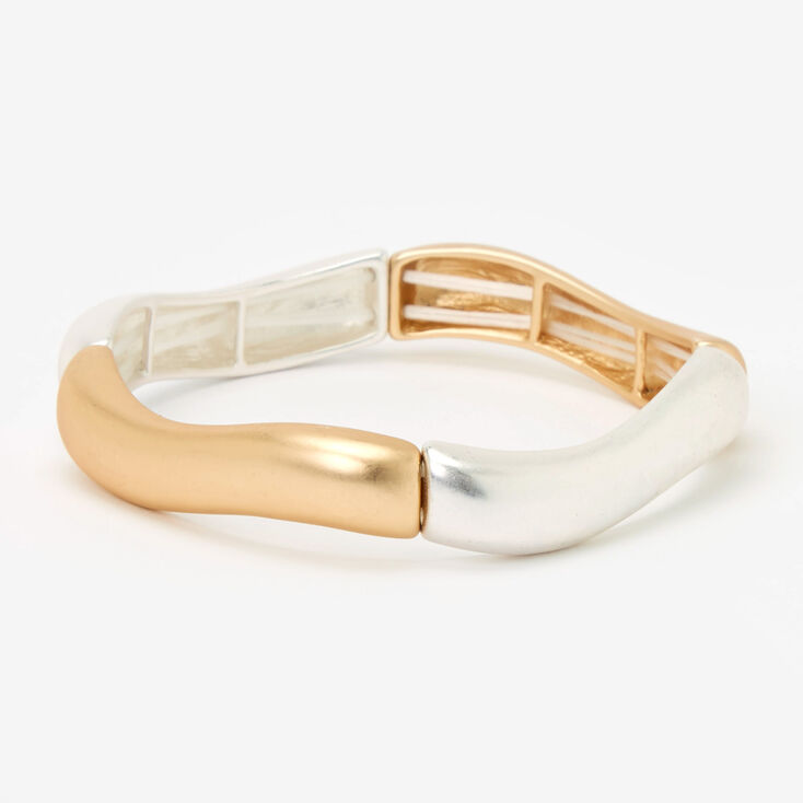 Wavy Bars Stretch Bangle Bracelet - Gold/Silver,