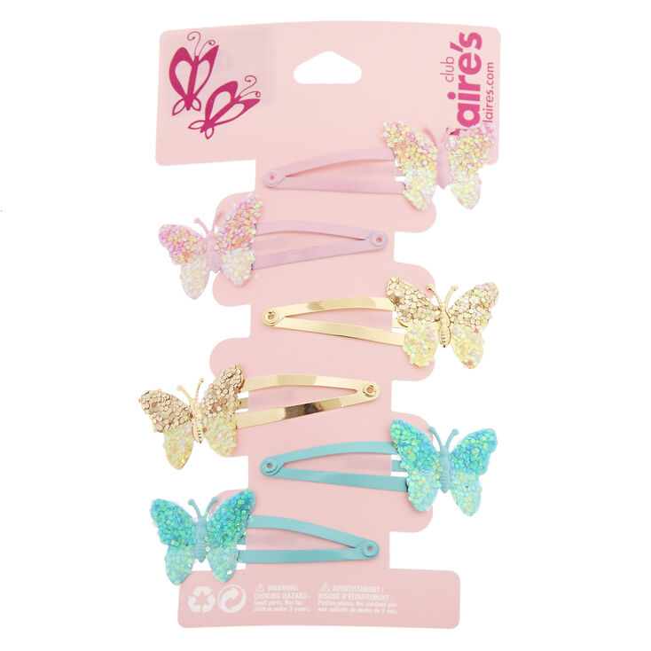 Claire&#39;s Club Butterfly Snap Hair Clips - 6 Pack,