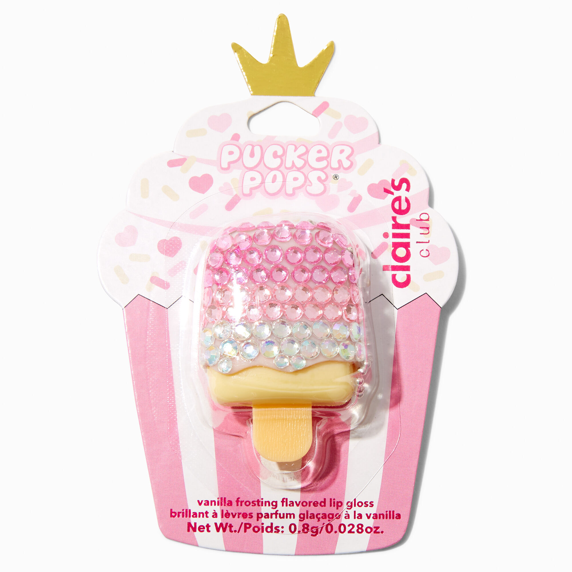 Gloss bling bling cupcake anniversaire Pucker Pops® Claire’s Club - Glaçage à la vanille,