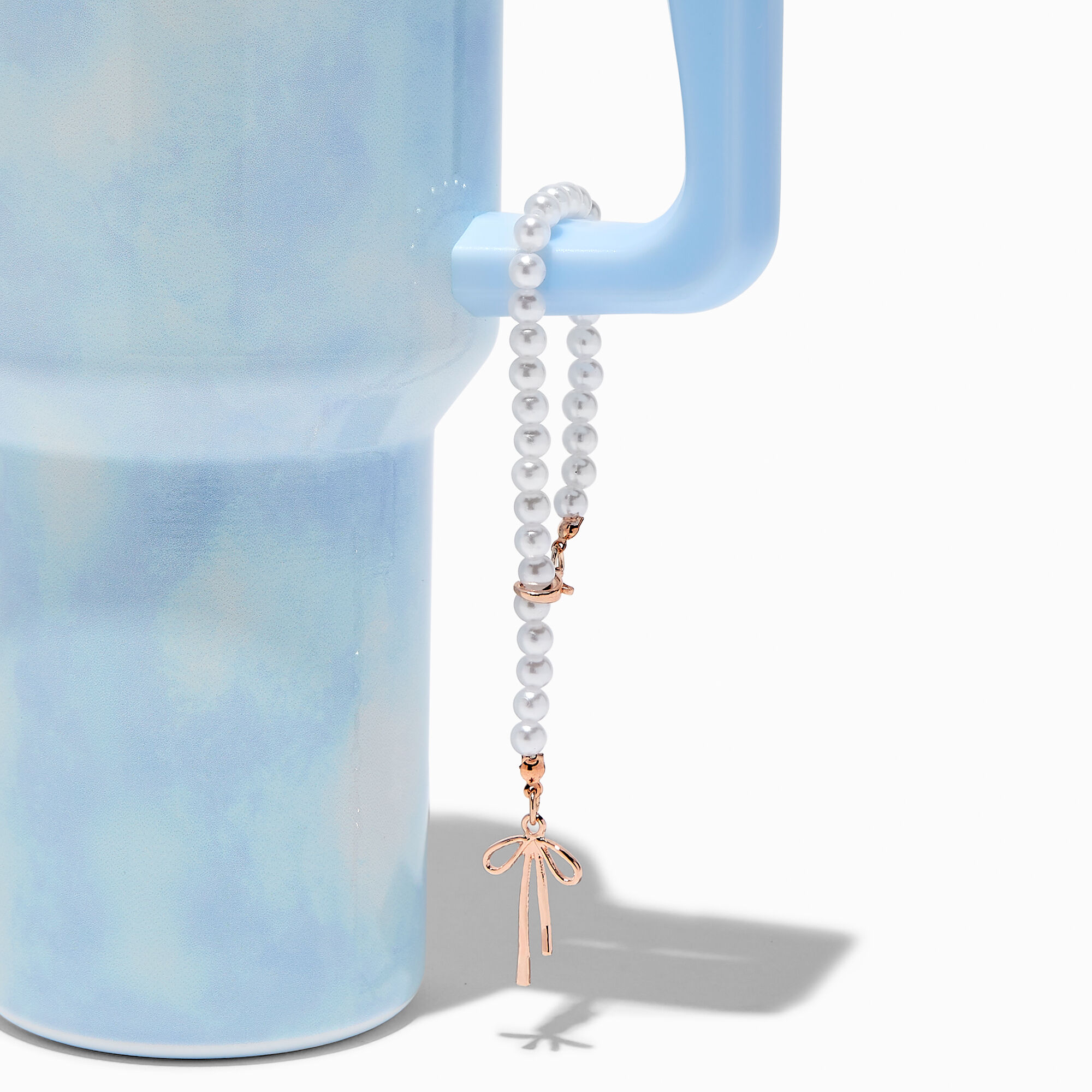 Rose Gold-tone Bow & Pearl Handle Charm