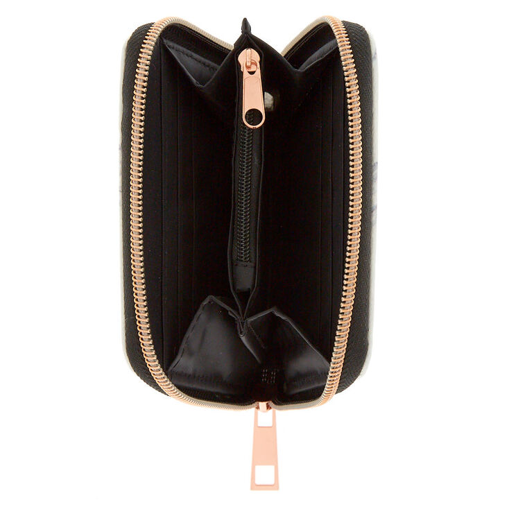 Mini porte-monnaie &agrave; zip blanc effet marbr&eacute;,
