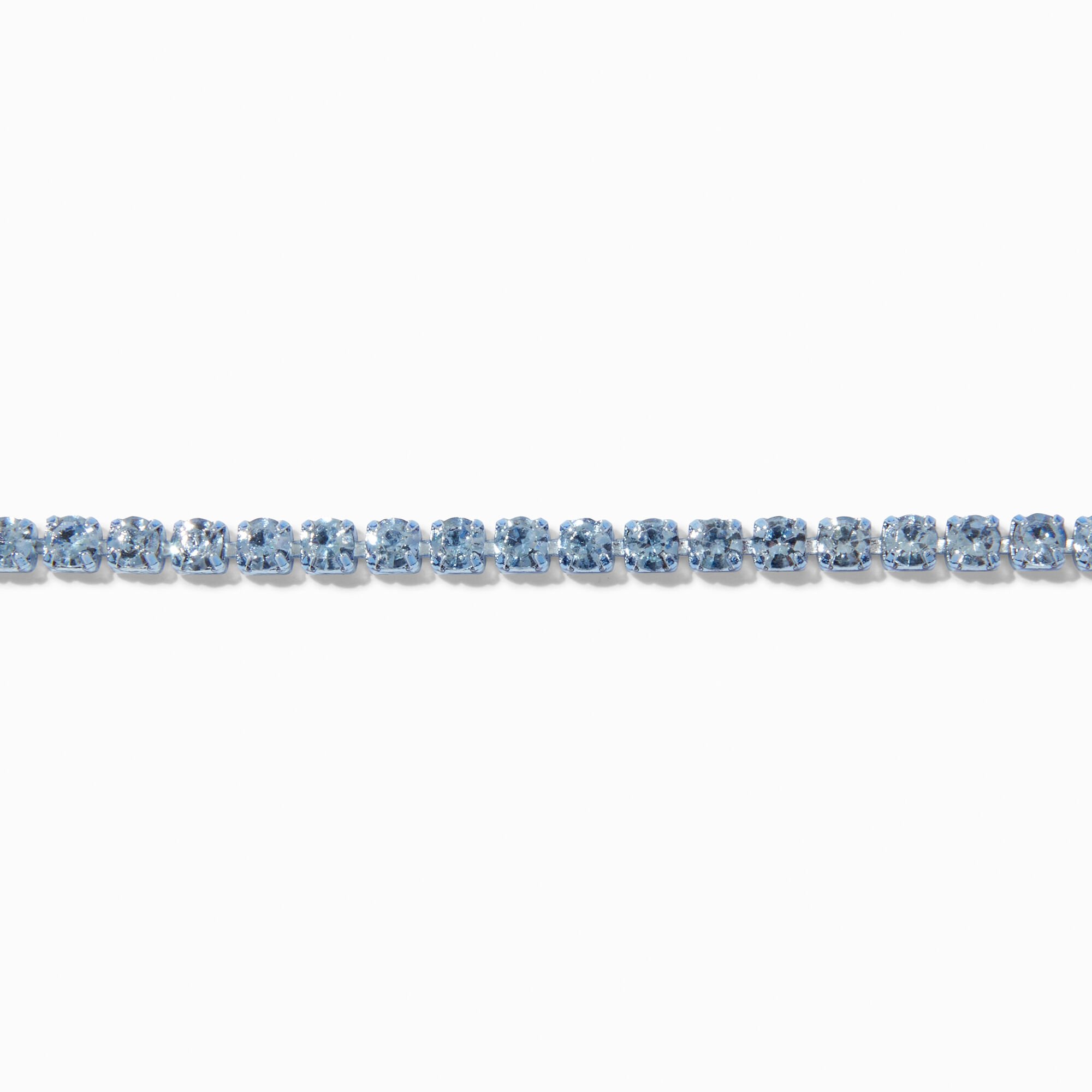 View Claires Crystal Cupchain Choker Necklace Light Blue information