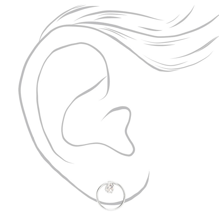 Sterling Silver Cubic Zirconia Circle Stud Earrings - 3MM,