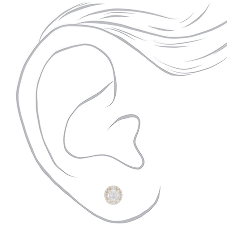C LUXE by Claire&#39;s Sterling Silver Cubic Zirconia 3mm Square Halo Stud Earrings,