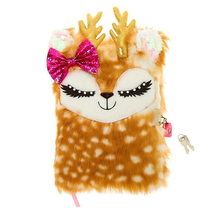 Ginger the Deer Plush Lock Diary - Brown,