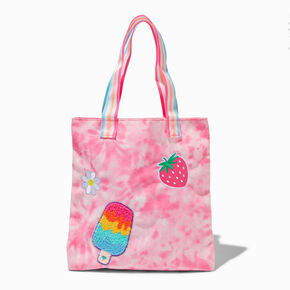 Claire&#39;s Club Ice Cream Pink Tie Dye Tote Bag,