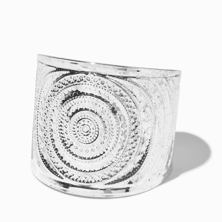 Silver-tone Antiqued Medallion Cuff Bracelet,