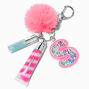 Initial Hot Pink Lip Gloss Keychain - S,