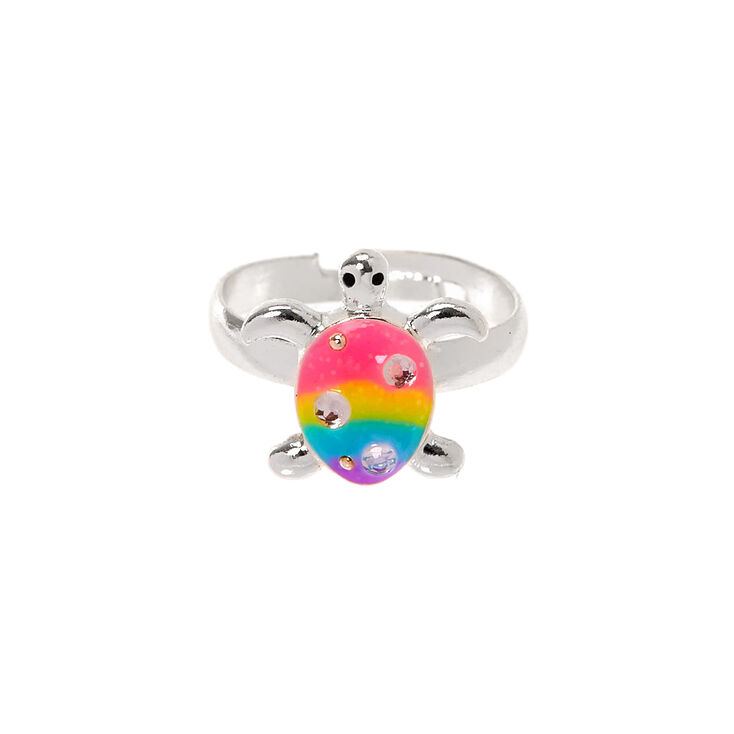 Silver Rainbow Turtle Ring,