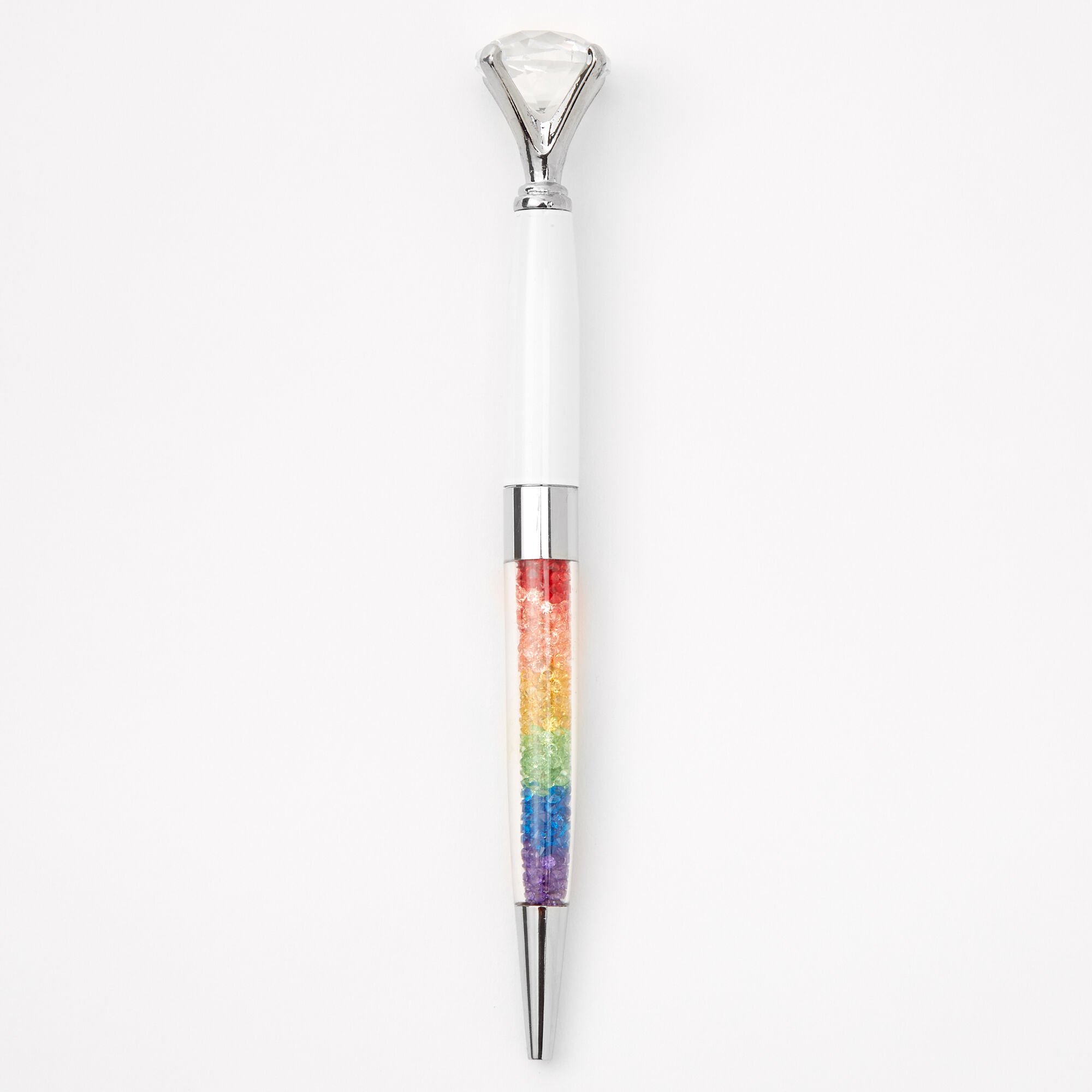 Stylo à paillettes mobiles avec embout en diamant d'imitation arc-en-ciel,