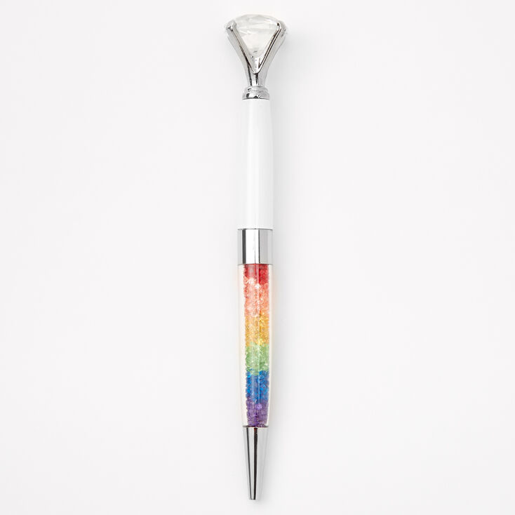 Stylo &agrave; paillettes mobiles avec embout en diamant d&#39;imitation arc-en-ciel,