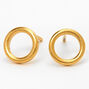 Gold Titanium Open Circle Stud Earrings,