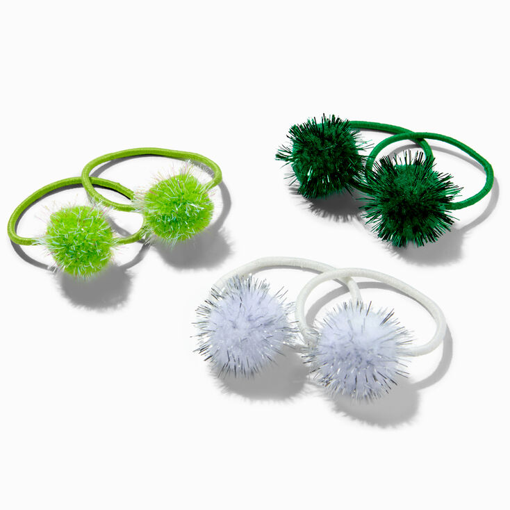 St. Patrick's Day Tinsel Pom Pom Hair Ties - 6 Pack | Claire's