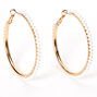 Gold 50MM Pearl Lined Hoop Earrings,