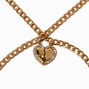 Gold-tone Curb Chain Heart Charm Bracelets - 2 Pack ,
