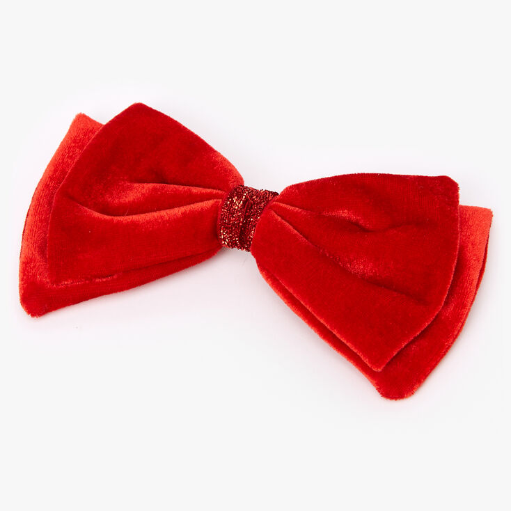 Velvet Bow Hair Clip - Red,