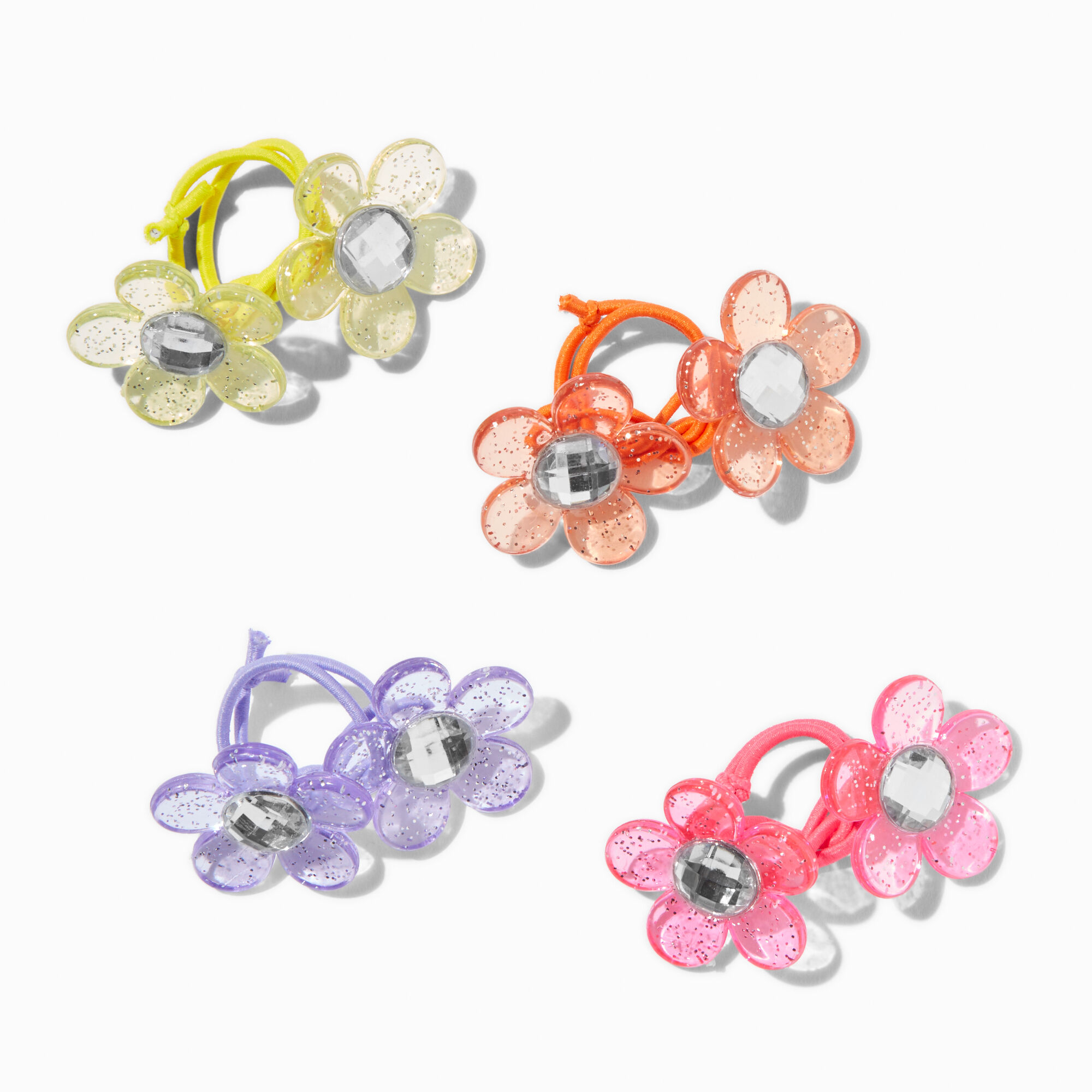 View Claires Club Glitter Flowers Hair Ties 4 Pack information