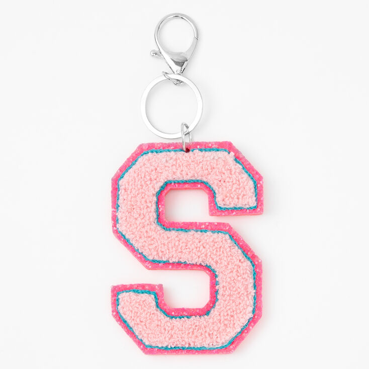 Pink Varsity Initial Keyring - S,