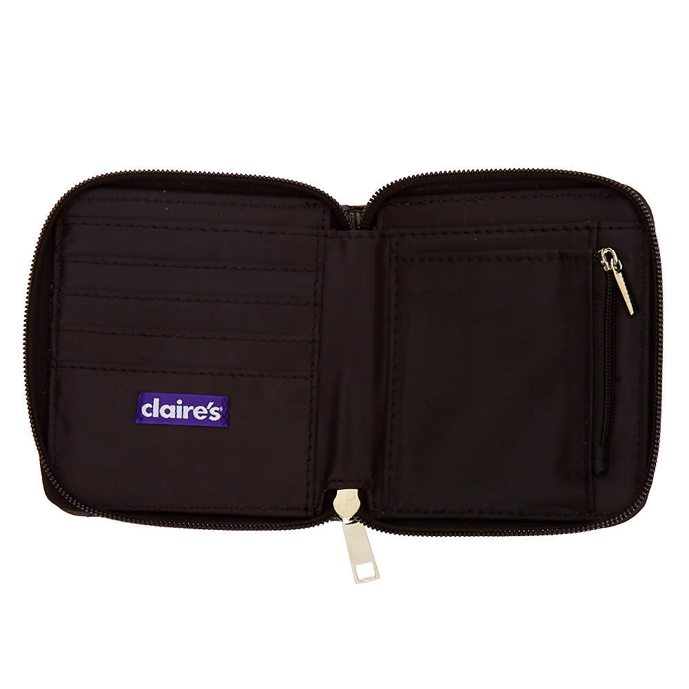 Mini porte-monnaie à zip motif cœur matelassé - Noir,