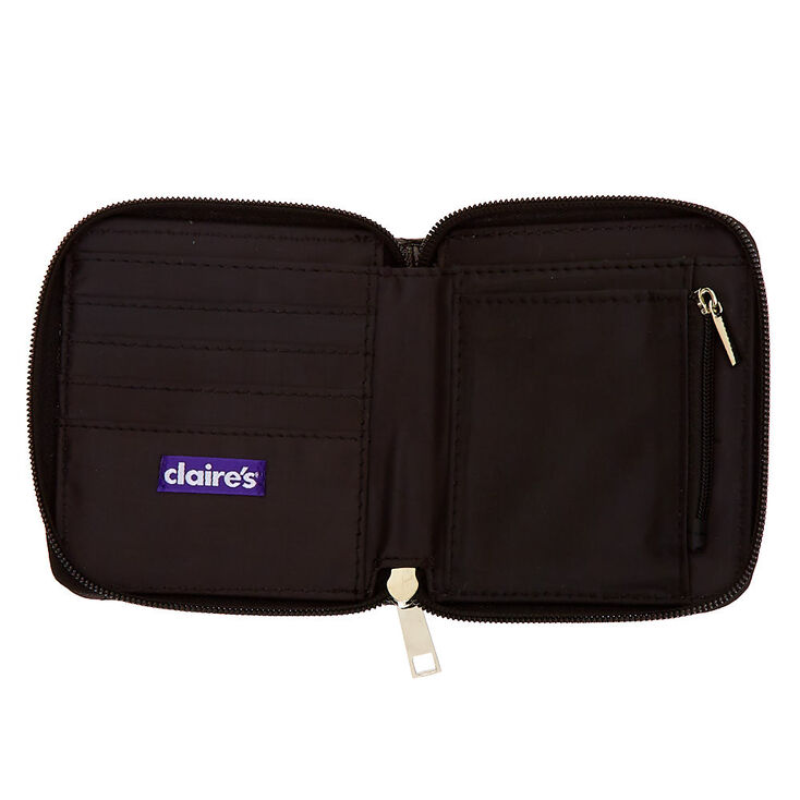 Mini porte-monnaie &agrave; zip motif c&oelig;ur matelass&eacute; - Noir,