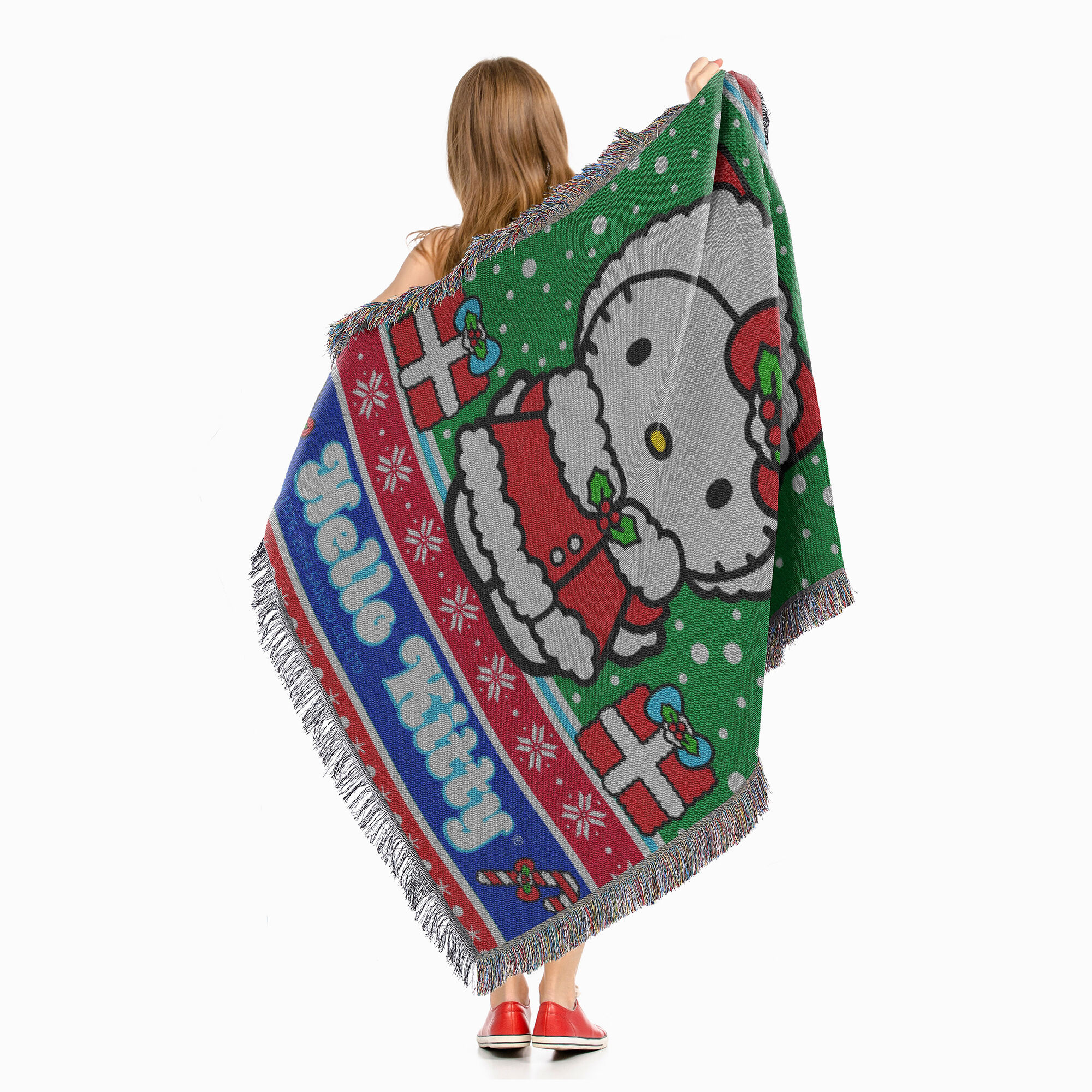 Hello Kitty® Snowy Kitty Holiday Woven Tapestry Throw (ds)